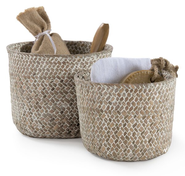 Set 2 ks pletených košíků Compactor MIKA, malý 14 x 11 cm, velký 16 x 12 cm, béžový