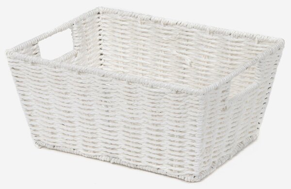 Ručně pletený úložný košík Compactor ETNA, 31 x 24 x 14 cm, bílý
