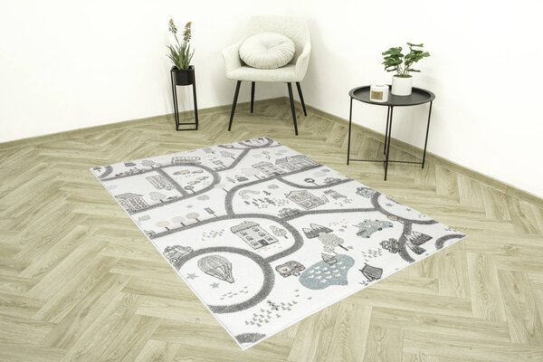 Kobercový ráj Dětský kusový koberec Lima 9376A Uličky krémový Rozměr: 200x200 cm