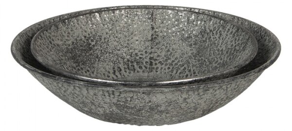 Sada 2ks kovová šedá mísa se vzorem – 35x9 / 41x10 cm