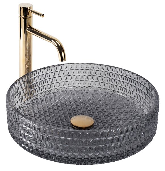 Rea, Umyvadlo na desku Rea Cristal Grey 39 nikl brush ring, REA-U8880