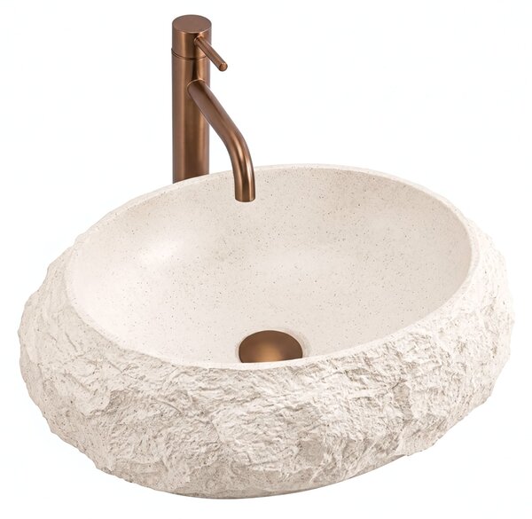 Rea Mika Warm, umyvadlo na desku 500x380x150 mm, béžová-imitace kamene, REA-U7347