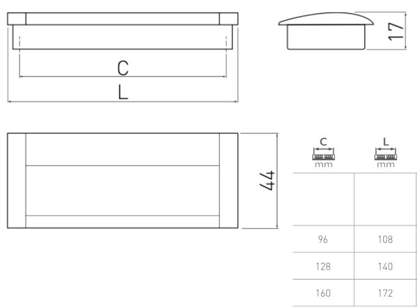 In-Design Zápustná nábytková úchytka NIKITA černá Rozteč úchytky (mm): 96
