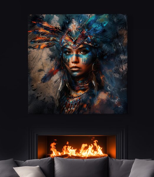 Obraz na plátně - Indiánská žena Hnědá perla FeelHappy.cz Vyberte rozměr (Šířka/Výška): 60 x 60 cm