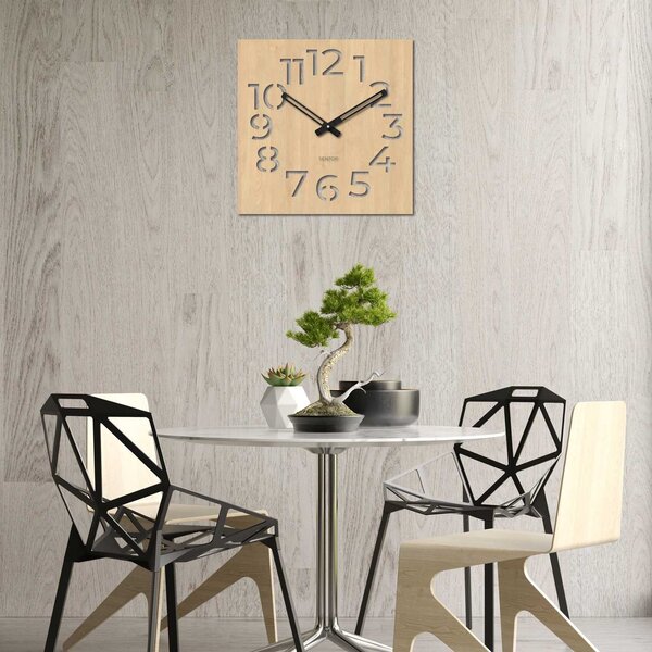 Moderní dřevěné hodiny na zeď s minimalistickým designem | NORK: HDF - Dub 30 cm Světlé 4249-72300 HDFK033