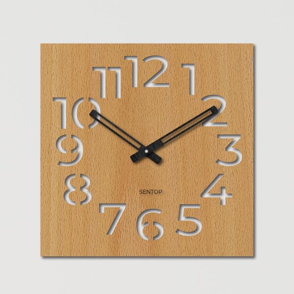 Moderní dřevěné hodiny na zeď s minimalistickým designem | NORK: HDF - Dub 30 cm Světlé 4249-72300 HDFK033