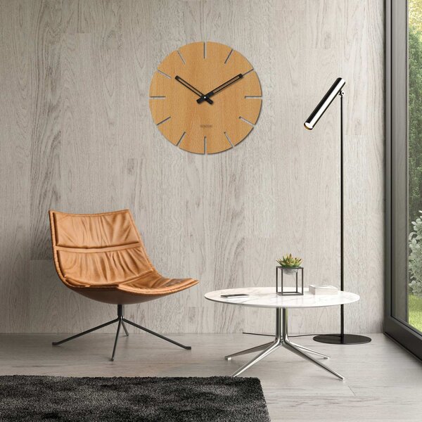 Kulaté hodiny na zeď - Sentop | HDFK034 | dřevěné: HDF - Dub 30 cm Světlé 4250-72336 HDFK034