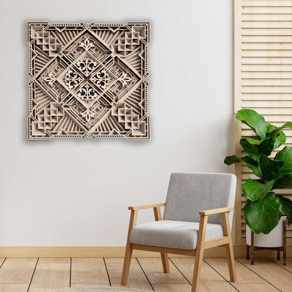 Exkluzivní malba mandalou na zeď 3D square - KREJDER: Rozměr 30 x 30 cm 4252-72376 PR0461