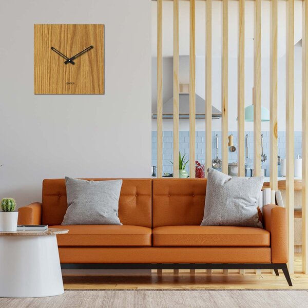 Minimalistické hodiny na zeď čtverec bez čísel| HOPA: HDF - Dub 30 cm Světlé 4254-72448 HDFK036