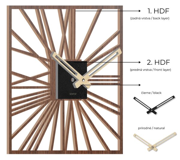 Dřevěné hodiny na zeď | RONIN: HDF - Orech Wenge HDF - Orech Wenge 30 cm Světlé 4256-72556 HDFK038-orech wenge