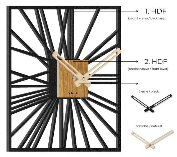 Dřevěné hodiny na zeď - Sentop | HDFK038 | dub: HDF - Dub HDF - Dub 30 cm Světlé 4255-72502 HDFK038-dub