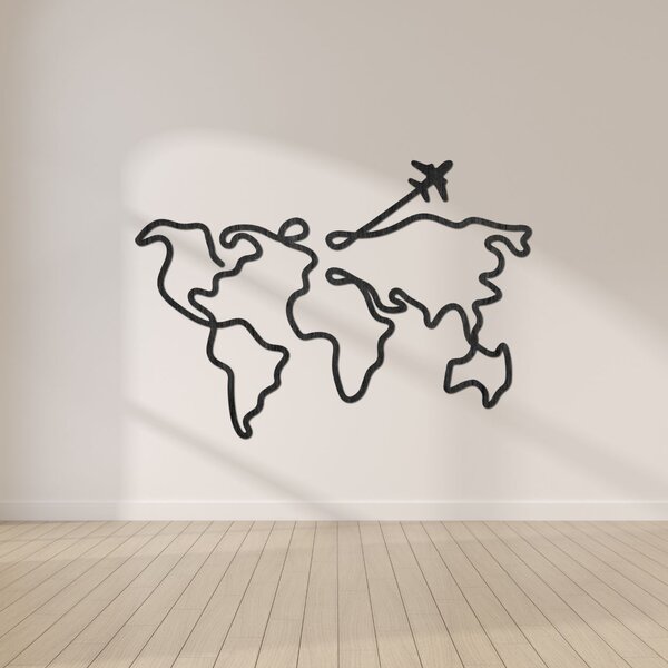 Designová dřevěná mapa světa na zeď | WorldLines: Překližka Topol - bez povrchové úpravy 54 x 38 cm 4259-82818 PR0496