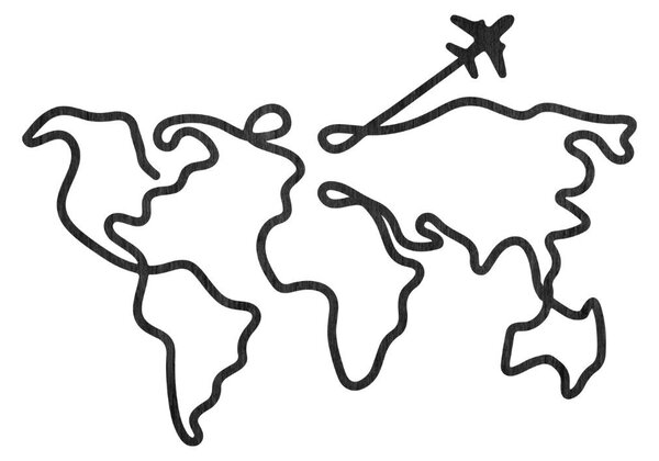 Designová dřevěná mapa světa na zeď | WorldLines: Překližka Topol - bez povrchové úpravy 54 x 38 cm 4259-82818 PR0496