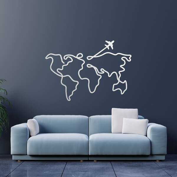Designová dřevěná mapa světa na zeď | WorldLines: Překližka Topol - bez povrchové úpravy 54 x 38 cm 4259-82818 PR0496
