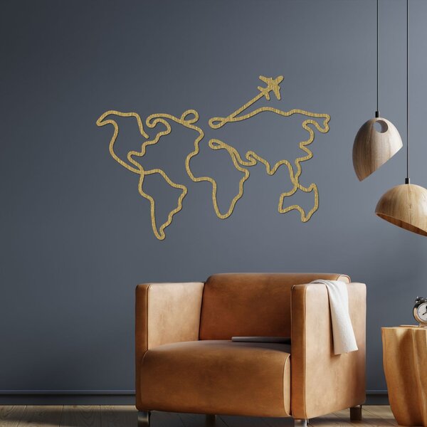 Designová dřevěná mapa světa na zeď | WorldLines: Překližka Topol - bez povrchové úpravy 54 x 38 cm 4259-82818 PR0496