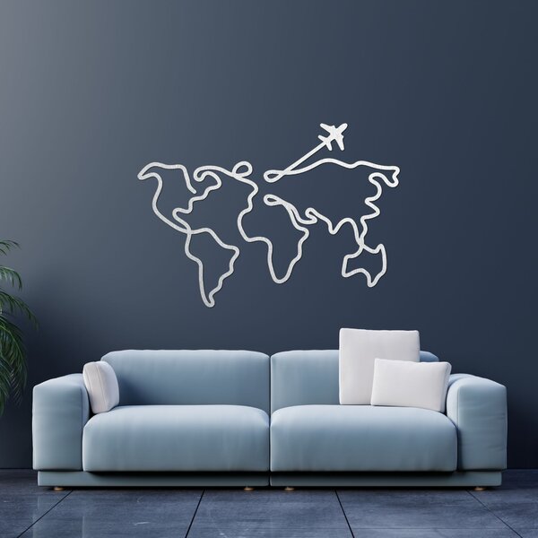 Designová dřevěná mapa světa na zeď | WorldLines: Překližka Topol - bez povrchové úpravy 54 x 38 cm 4259-82818 PR0496