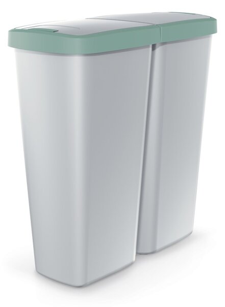Odpadkový koš - COMPACTA Q DUO, šedá nádoba, 50 l Barva: světle zelená