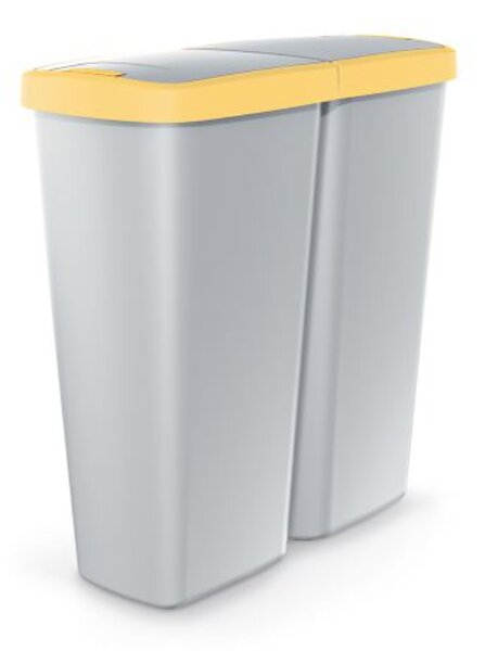 Odpadkový koš - COMPACTA Q DUO, šedá nádoba, 50 l Barva: světle žlutá