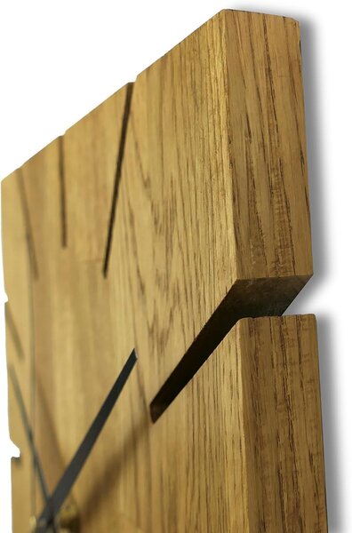 Dřevěné hodiny na zeď z dubového dřeva - Čtverec: Dub - jantarová barva 3072 30 cm 4306-75993 FB-MAS008_1