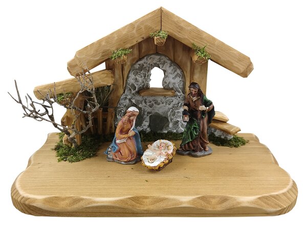 AMADEA Dřevěný betlém BEZ FIGUREK 28 cm, český výrobek