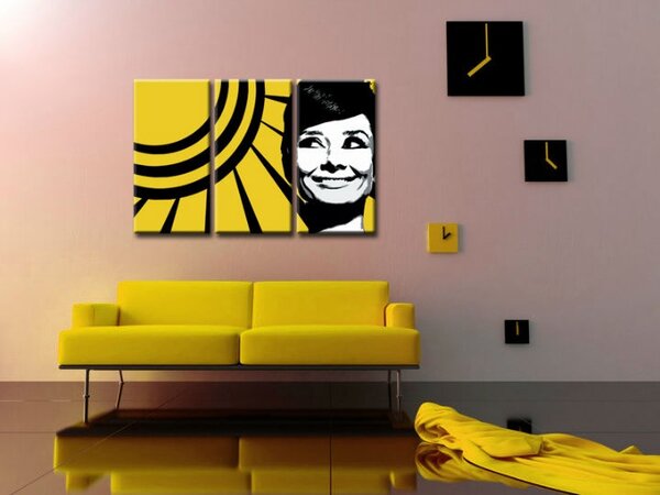 Ručně malovaný obraz POP Art Audrey HEPBHURN 3 díly ah2