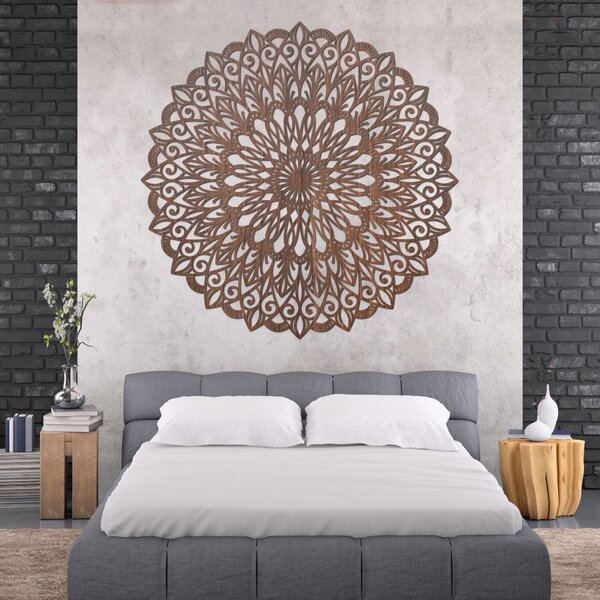 Dřevěná mandala na zeď - dokonalý obraz pro harmonii v prostoru | HELGA: HDF - Ořech 20 cm 4375-79949 HDF0251-WALNUT-20