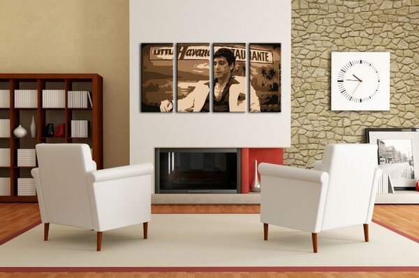 Ručně malovaný obraz POP Art HAVANA - AL PACINO 4 díly al17