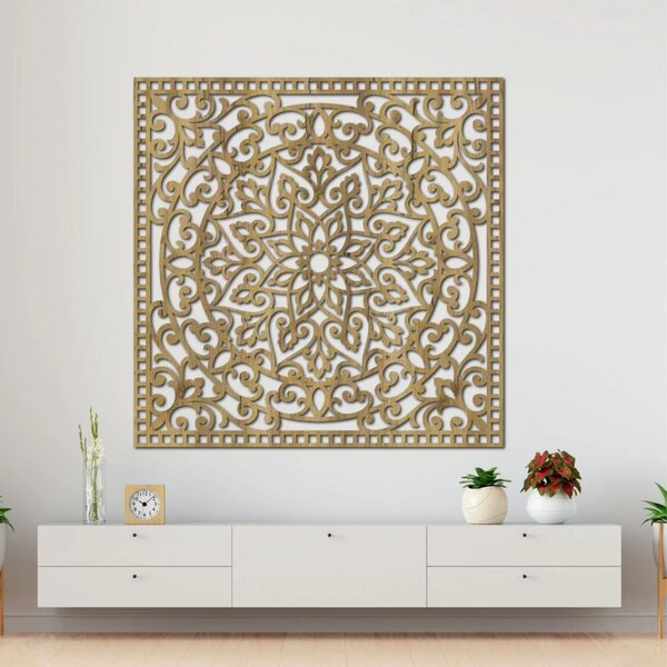 Dřevěný obraz čtverec orientální mandala | KVIDO: HDF - Ořech Rozměr 30 x 30 cm 4377-80123 HDF0514