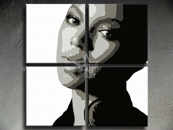 Ručně malovaný obraz POP Art BEYONCÉ 4 dílná bey