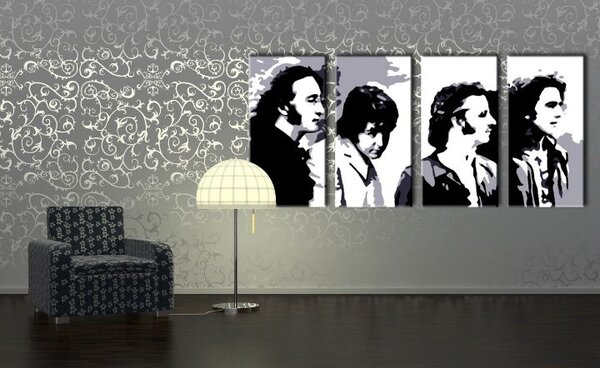 Ručně malovaný obraz POP Art Beatles 4 kusů bea5