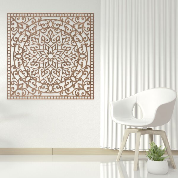 Dřevěný obraz čtverec orientální mandala | KVIDO: HDF - Ořech Rozměr 30 x 30 cm 4377-80123 HDF0514