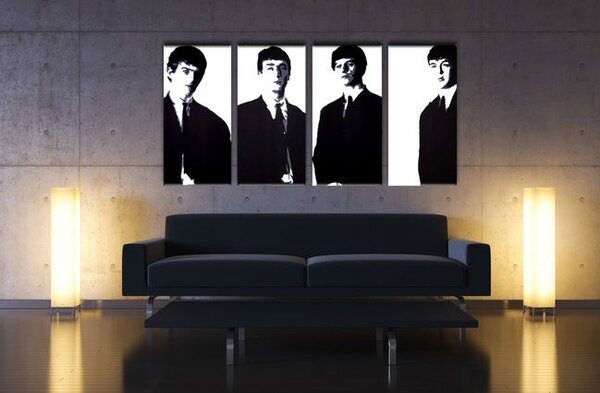 Ručně malovaný obraz POP Art Beatles 4 dílná bea3