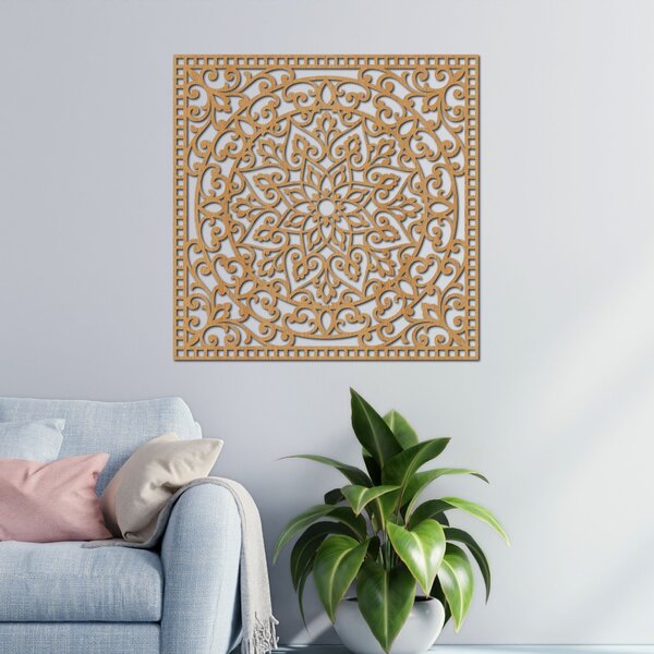 Dřevěný obraz čtverec orientální mandala | KVIDO: HDF - Ořech Rozměr 30 x 30 cm 4377-80123 HDF0514