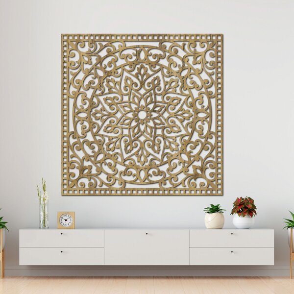 Dřevěný obraz čtverec orientální mandala | KVIDO: HDF - Ořech Rozměr 30 x 30 cm 4377-80123 HDF0514