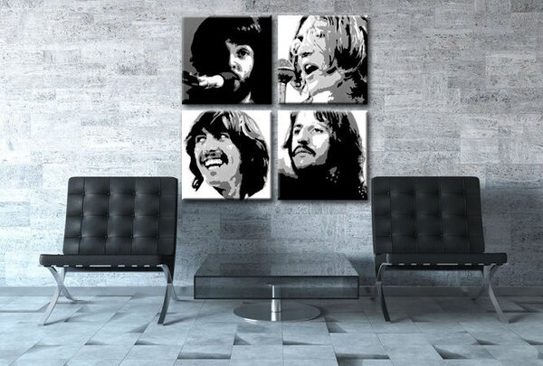 Ručně malovaný obraz POP Art BEATLES 4 dílná bea4