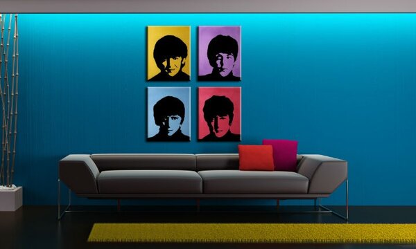 Ručně malovaný obraz POP Art BEATLES 4 dílná bea6