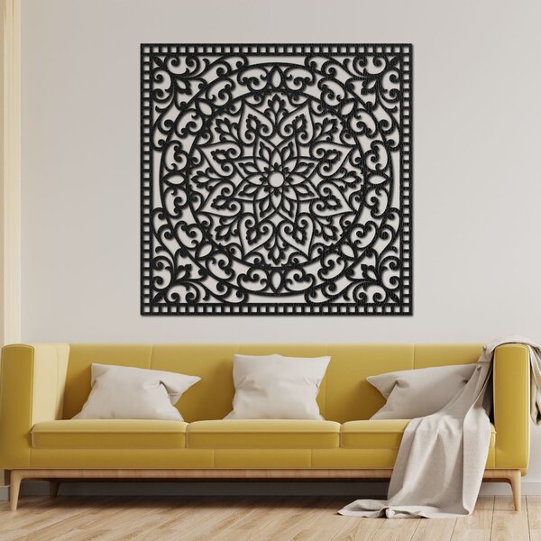 Dřevěný obraz čtverec orientální mandala | KVIDO: HDF - Ořech Rozměr 30 x 30 cm 4377-80123 HDF0514