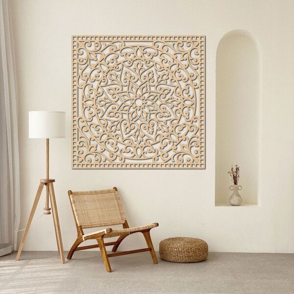 Dřevěný obraz čtverec orientální mandala | KVIDO: HDF - Ořech Rozměr 30 x 30 cm 4377-80123 HDF0514