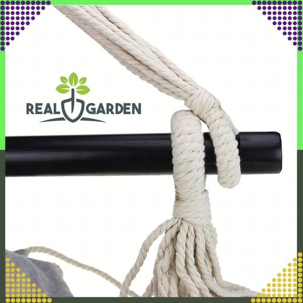 RealG RC-K-573 Brazilské závěsné houpací křeslo s polštáři 130 x 100 cm, šedobéžové