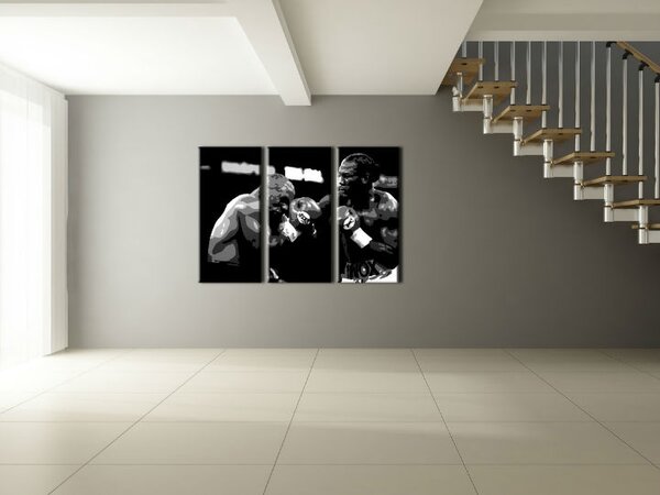 Ručně malovaný obraz POP Art Tyson vs. Lewis, 3dílná krabička