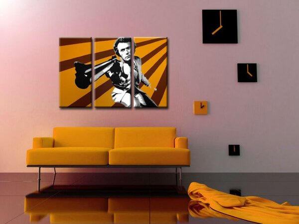 Ručně malovaný obraz POP Art Clint Eastwood 3 díly ce