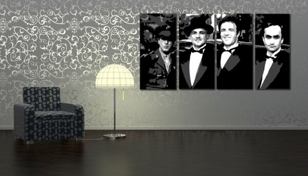 Ručně malovaný obraz POP Art Rodina Corleone 4 dílná kor