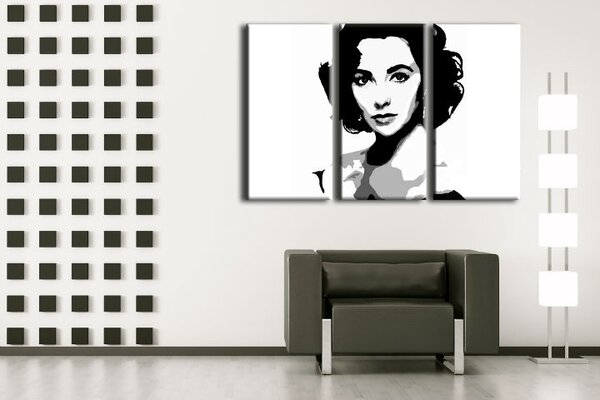 Ručně malovaný obraz POP Art Elizabethet Taylor 3 dílná