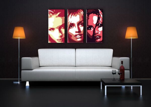 Ručně malovaný obraz POP Art Tváře 3 kusy