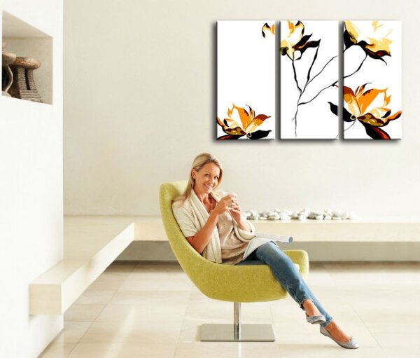 Ručně malovaný obraz POP Art KVĚTINA 3dílná květina