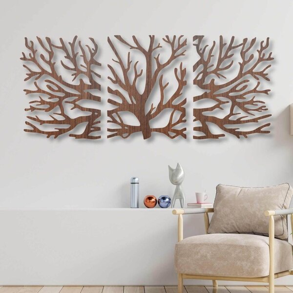 Třídílný obraz větve - Moderní větve stromu na zeď | JOJKO: HDF - Javor 50 x20 cm 4381-112797 HDF0502