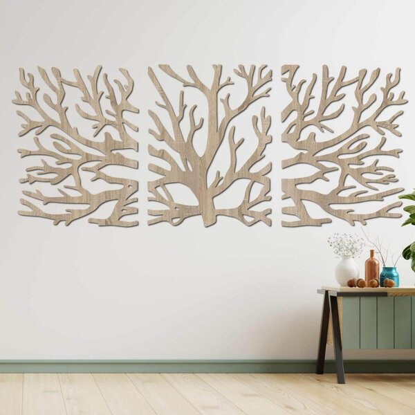 Třídílný obraz větve - Moderní větve stromu na zeď | JOJKO: HDF - Javor 50 x20 cm 4381-112797 HDF0502