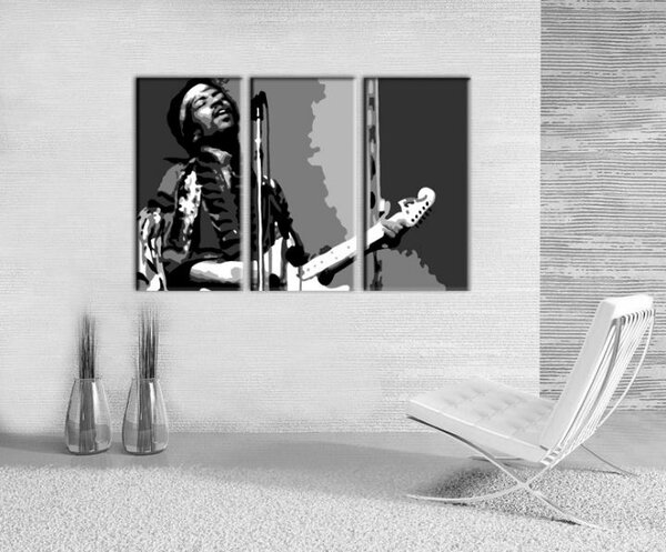 Ručně malovaný obraz POP Art Jimmy Hendrix 3 dílný jh