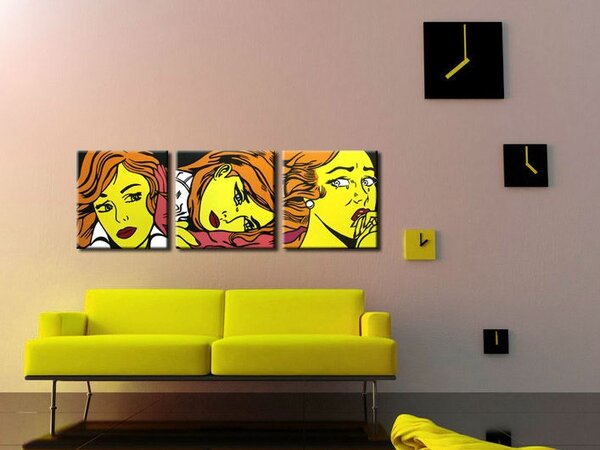 Ručně malovaný obraz POP Art LICHTENSTEIN 3 díly li7