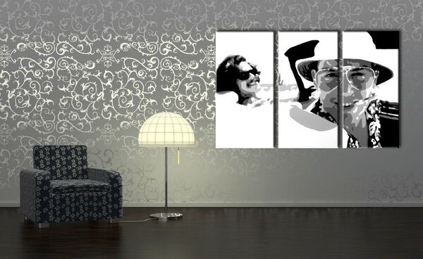 Ručně malovaný obraz POP Art Strach a hnus v Las Vegas, 3 díly, lv